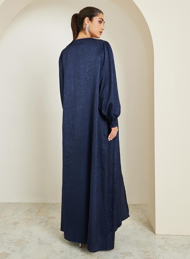 ستايلي طقم بنطال مع كيمونو ماكسي ساتان بقصة عادية - Image 3